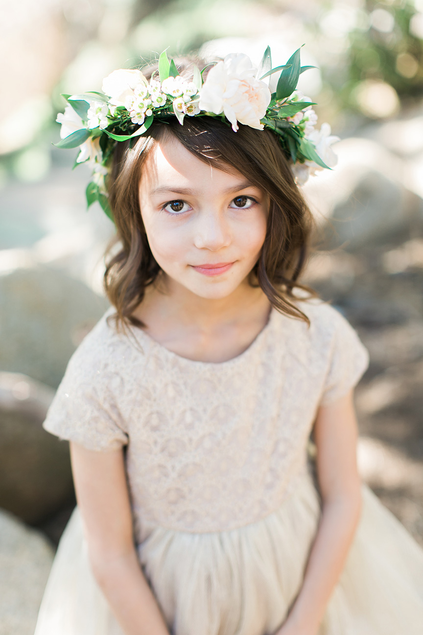 spring wedding flower girl with flower crown