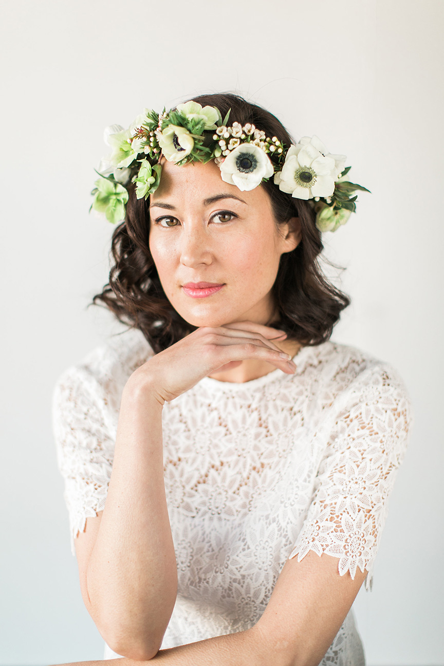 flower crown, spring wedding makeup tutorial, Jane Iredale