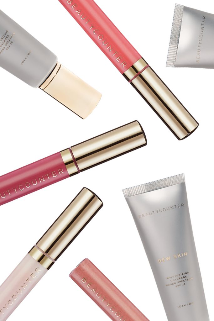 top beauty products for teens from Beautycounter with dew skin foundation and colorful lip gloss